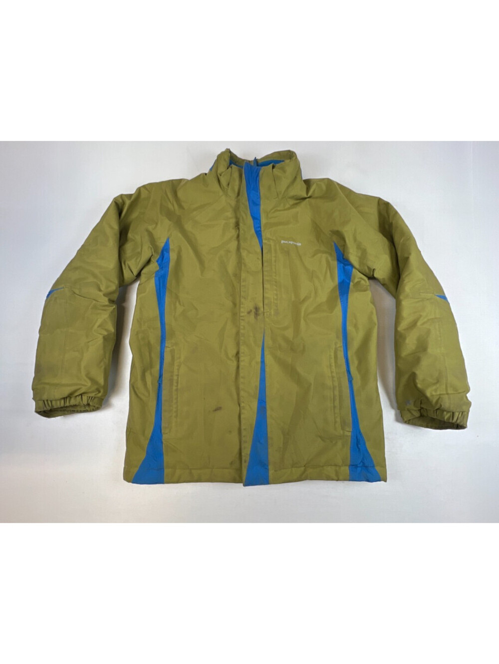 Patagonia Boys Insulated Winter Ski Snow Jacket Green Blue Size L 12 FA12